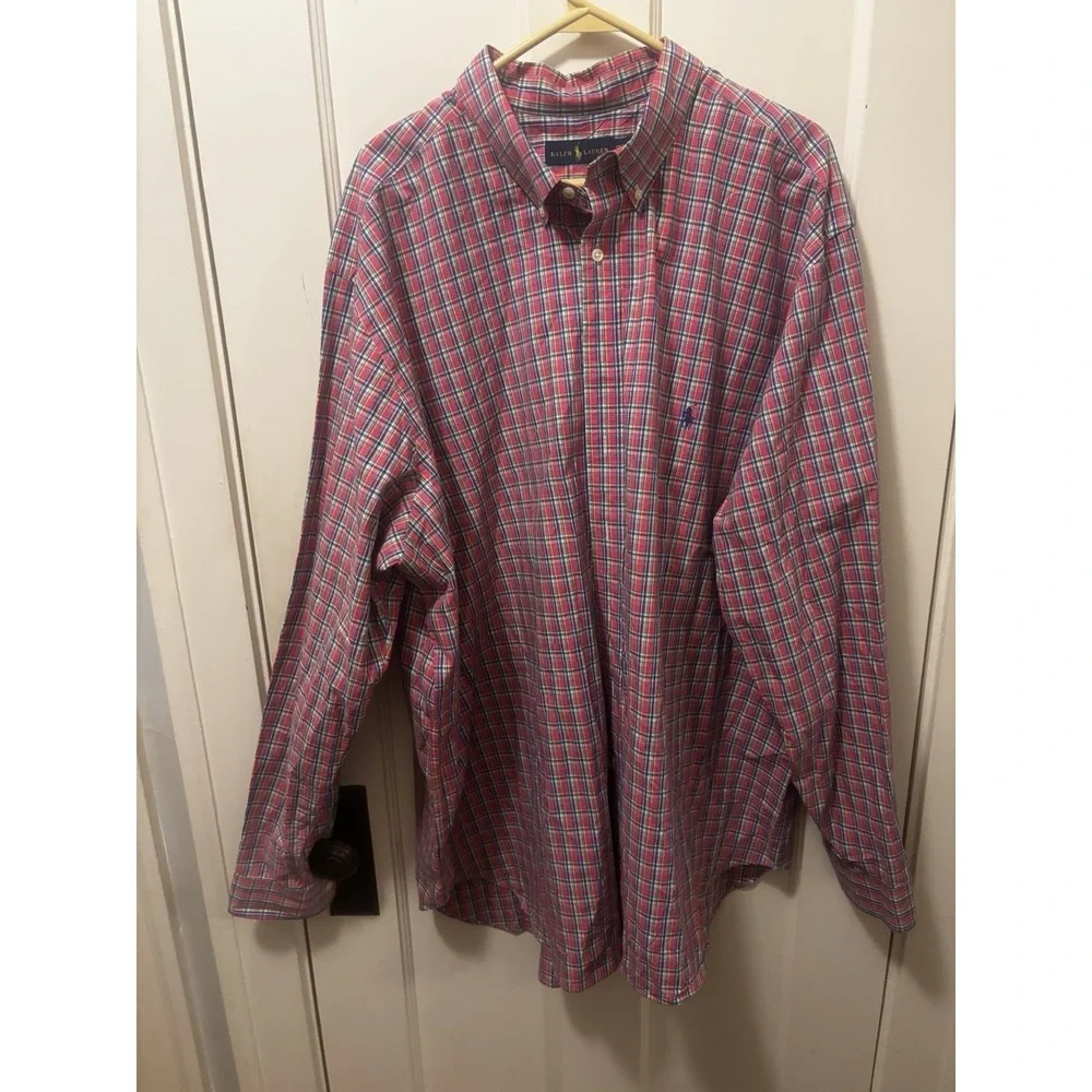 Polo Ralph Lauren Shirt Mens 3XLT Plaid Long Sleeve Button Up Casual